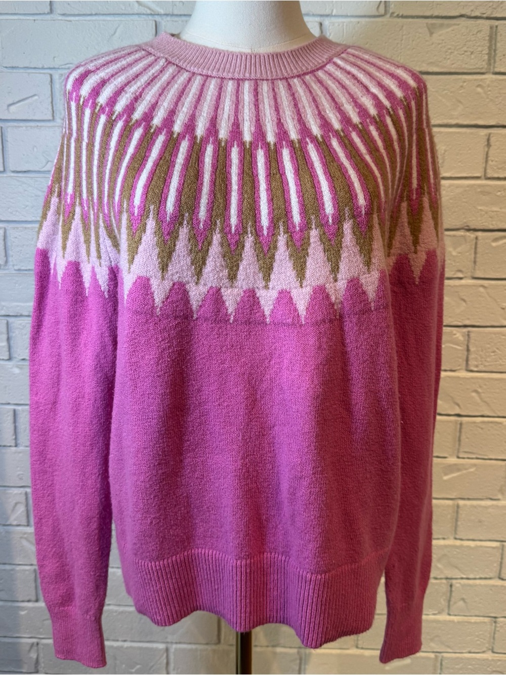 Loft Pink Fair Isle Sweater Womens M
